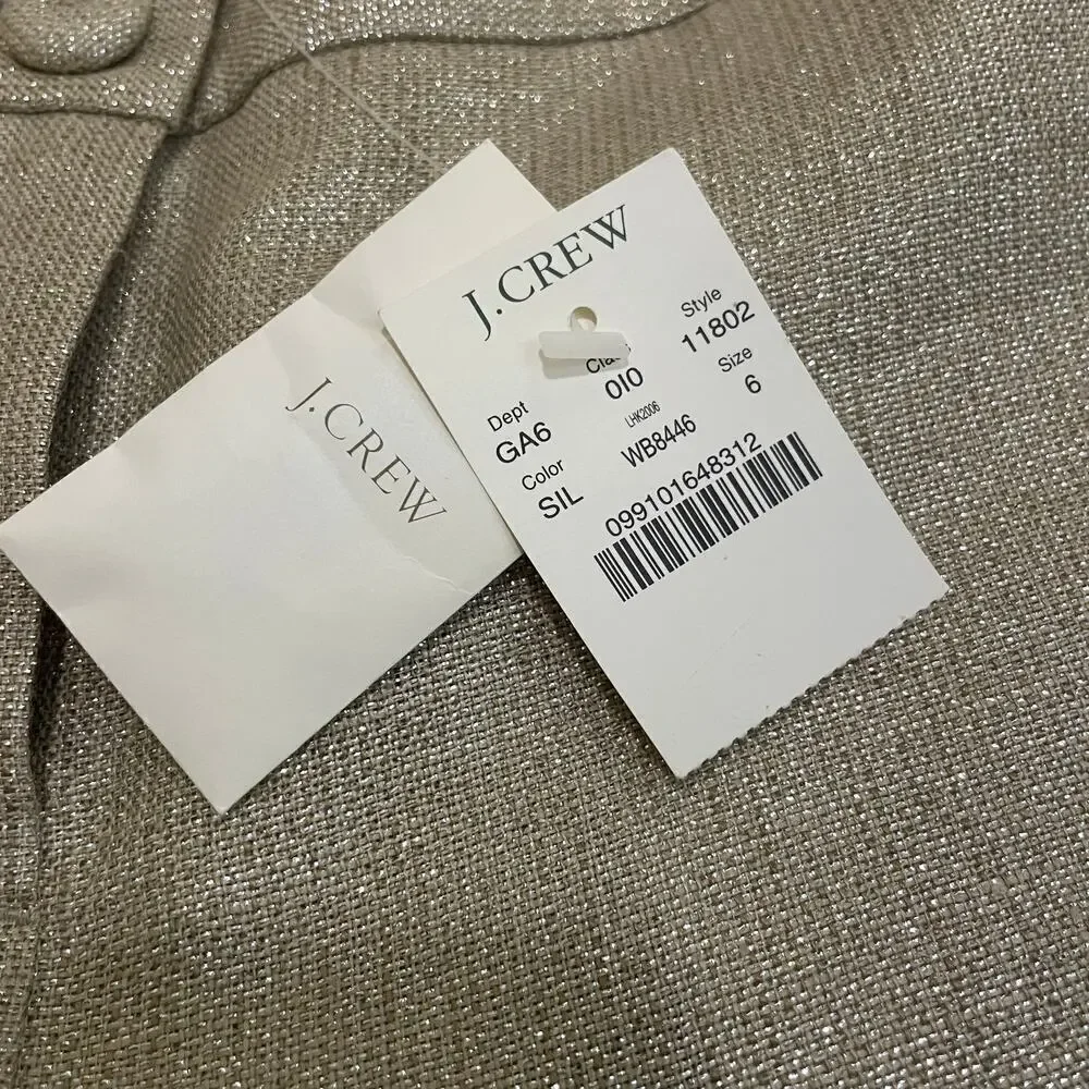 J.Crew NWT City Fit Metallic Linen-Blend Shorts 6 | Old Money Holiday Gold NWT